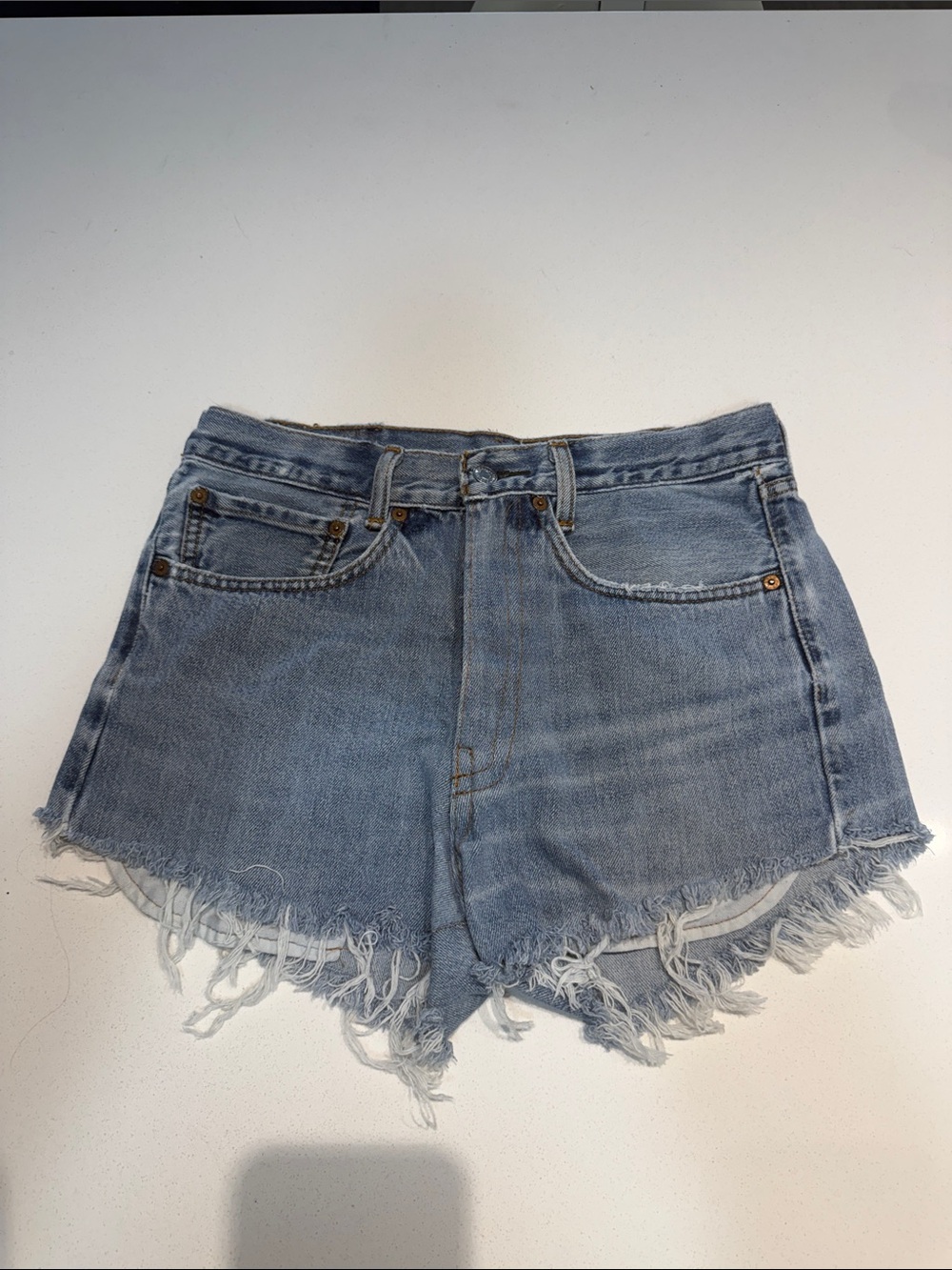 Levi's Light Blue Distressed Denim Cutoff Shorts